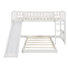 Bellemave® Twin Size Floor Bunk Bed with Slide and Ladder - Bellemave