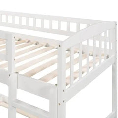 Bellemave® Twin Size Floor Bunk Bed with Slide and Ladder - Bellemave