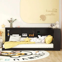 Bellemave® Twin Size Floor Daybed with Storage Cabinets and USB Ports - Bellemave