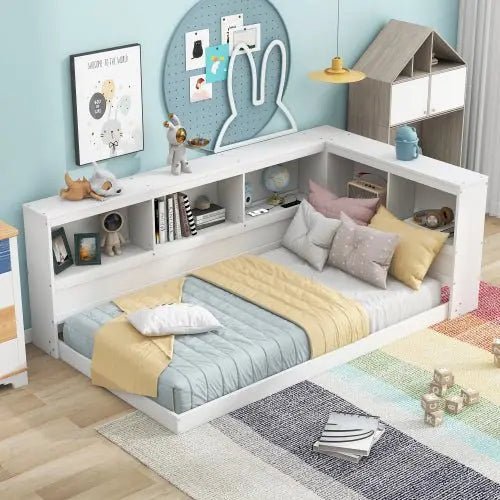 Bellemave® Twin Size Floor Daybed with Storage Cabinets and USB Ports - Bellemave