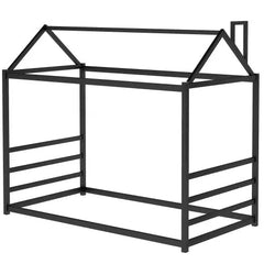 Bellemave® Twin Size Floor House Bed with Roof and Chimney Design - Bellemave
