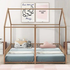 Bellemave® Twin Size Floor House Beds with Two Shared Bed - Bellemave