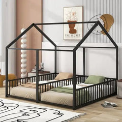 Bellemave® Twin Size Floor House Beds with Two Shared Bed - Bellemave