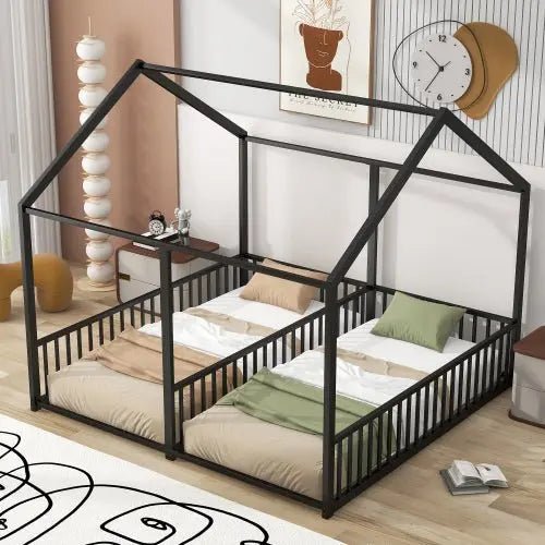 Bellemave® Twin Size Floor House Beds with Two Shared Bed - Bellemave
