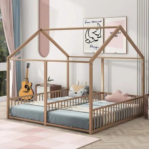 Bellemave® Twin Size Floor House Beds with Two Shared Bed - Bellemave