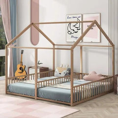 Bellemave® Twin Size Floor House Beds with Two Shared Bed - Bellemave