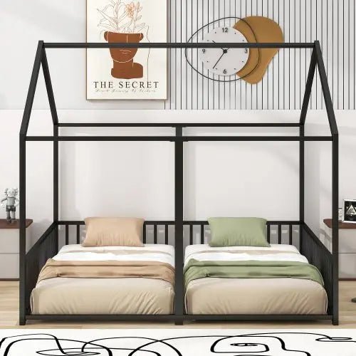Bellemave® Twin Size Floor House Beds with Two Shared Bed - Bellemave
