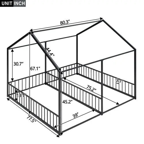 Bellemave® Twin Size Floor House Beds with Two Shared Bed - Bellemave