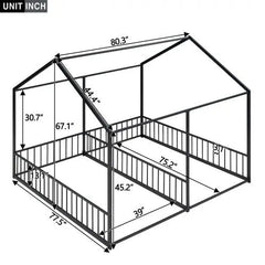 Bellemave® Twin Size Floor House Beds with Two Shared Bed - Bellemave