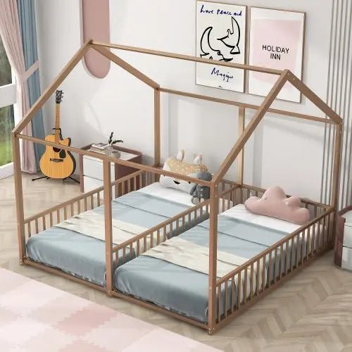 Bellemave® Twin Size Floor House Beds with Two Shared Bed - Bellemave