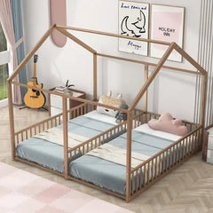 Bellemave® Twin Size Floor House Beds with Two Shared Bed - Bellemave