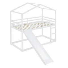 Bellemave® Twin Size Floor House Bunk Bed with Slide and Ladder - Bellemave