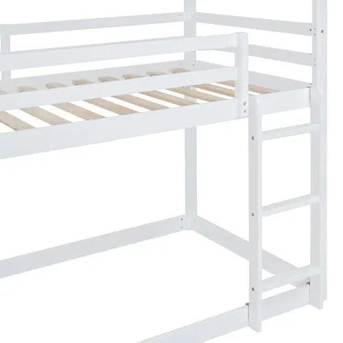 Bellemave® Twin Size Floor House Bunk Bed with Slide and Ladder - Bellemave
