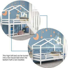 Bellemave® Twin Size Floor House Bunk Bed with Slide and Ladder - Bellemave