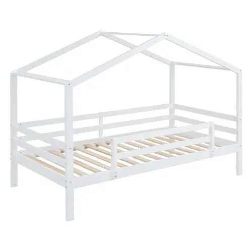 Bellemave® Twin Size Floor House Bunk Bed with Slide and Ladder - Bellemave