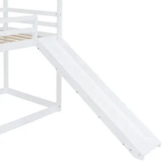 Bellemave® Twin Size Floor House Bunk Bed with Slide and Ladder - Bellemave
