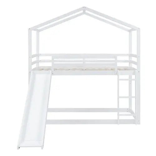 Bellemave® Twin Size Floor House Bunk Bed with Slide and Ladder - Bellemave