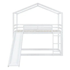 Bellemave® Twin Size Floor House Bunk Bed with Slide and Ladder - Bellemave