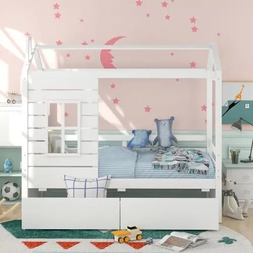 Bellemave® Twin Size House Bed with Two Drawers - Bellemave