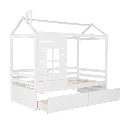 Bellemave® Twin Size House Bed with Two Drawers - Bellemave