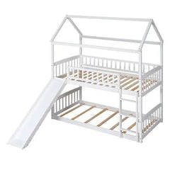 Bellemave® Twin Size House Bunk Bed with Ladder and Slide - Bellemave