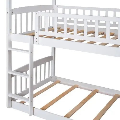 Bellemave® Twin Size House Bunk Bed with Ladder and Slide - Bellemave