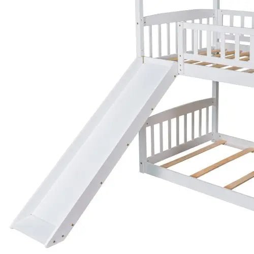 Bellemave® Twin Size House Bunk Bed with Ladder and Slide - Bellemave