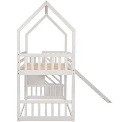 Bellemave® Twin Size House Bunk Bed with Stairs and Slides - Bellemave