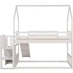Bellemave® Twin Size House Bunk Bed with Stairs and Slides - Bellemave