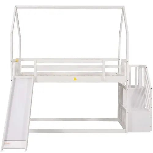 Bellemave® Twin Size House Bunk Bed with Stairs and Slides - Bellemave