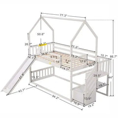 Bellemave® Twin Size House Bunk Bed with Stairs and Slides - Bellemave