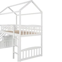 Bellemave® Twin Size House Loft Bed with Drawer,Staircase and Slide - Bellemave