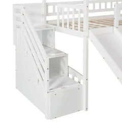 Bellemave® Twin Size House Loft Bed with Drawer,Staircase and Slide - Bellemave