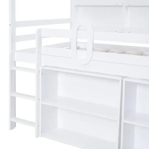 Bellemave Twin Size House Loft Bed with Multiple Storage Shelves - Bellemave
