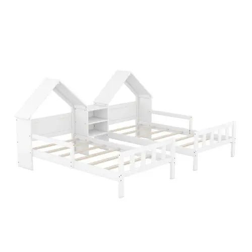 Bellemave® Twin Size House Platform Beds with Bookcase - Bellemave
