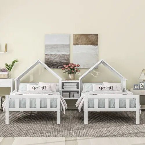 Bellemave® Twin Size House Platform Beds with Bookcase - Bellemave