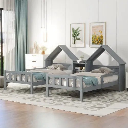 Bellemave® Twin Size House Platform Beds with Bookcase - Bellemave
