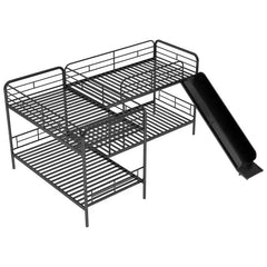 Bellemave® Twin Size L - Shaped Bunk Bed with Slide and Ladder - Bellemave