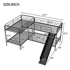 Bellemave® Twin Size L - Shaped Bunk Bed with Slide and Ladder - Bellemave