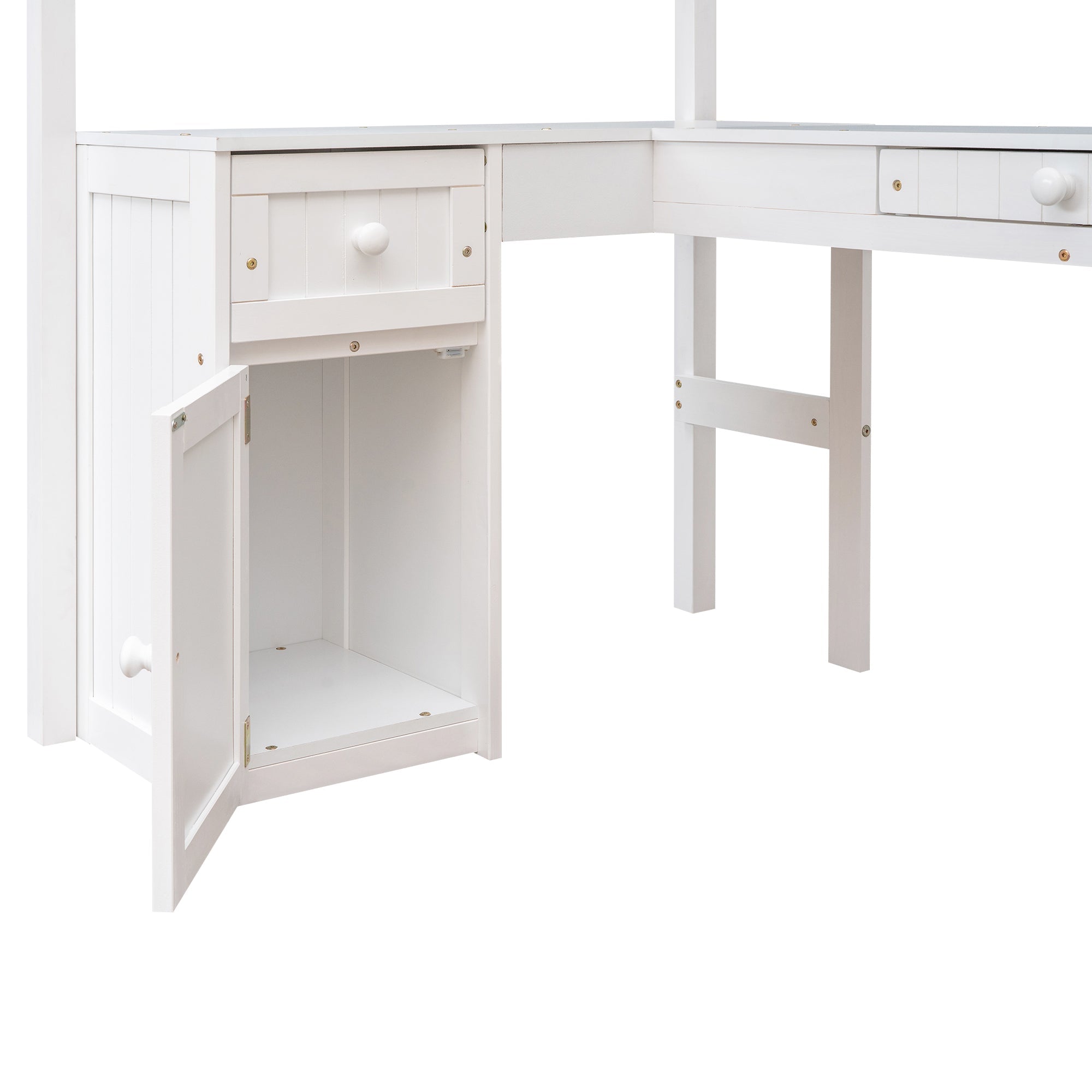 Bellemave Twin size Loft Bed w/Drawers, Cabinet, Shelves & Desk - Bellemave