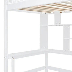 Bellemave® Twin Size Loft Bed with Bookshelf and Drawers,Desk and Wardrobe - Bellemave