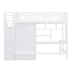 Bellemave® Twin Size Loft Bed with Bookshelf and Drawers,Desk and Wardrobe - Bellemave