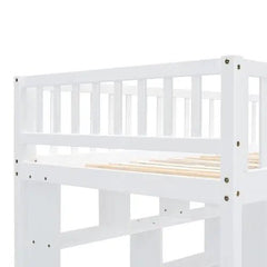 Bellemave® Twin Size Loft Bed with Bookshelf and Drawers,Desk and Wardrobe - Bellemave