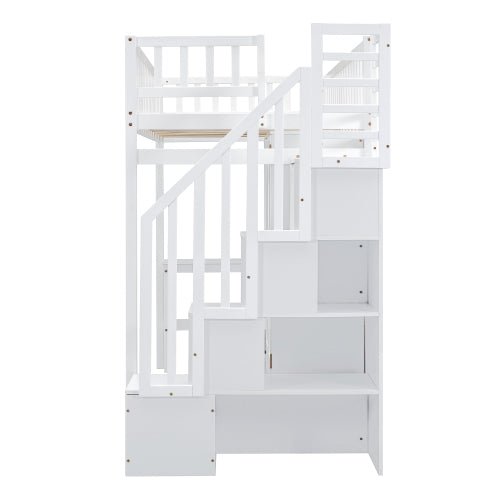 Bellemave Twin-Size Loft Bed with Bookshelf,Drawers,Desk,and Wardrobe - Bellemave