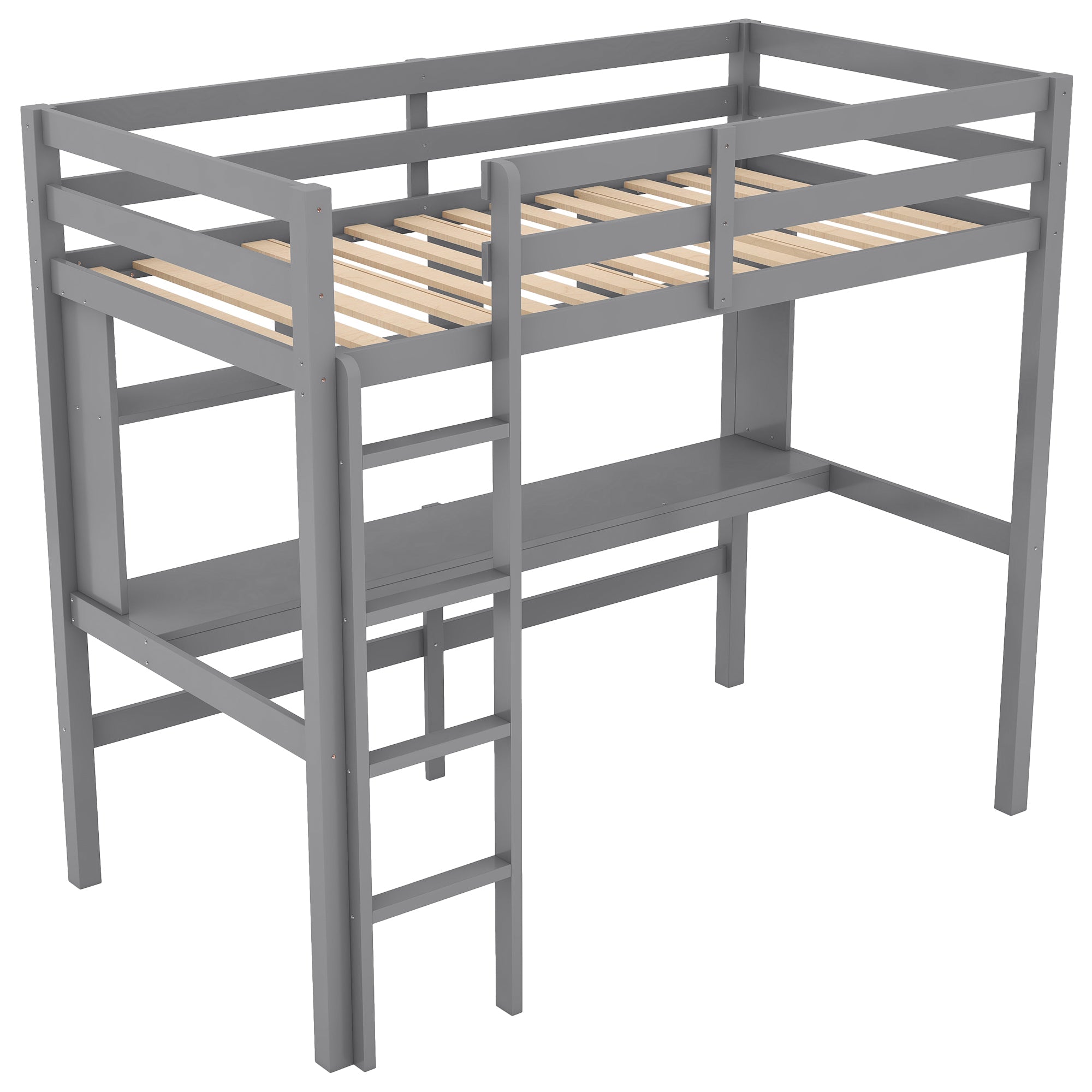 Bellemave Twin Size Loft Bed with Desk, Shelves, Ladder - Bellemave