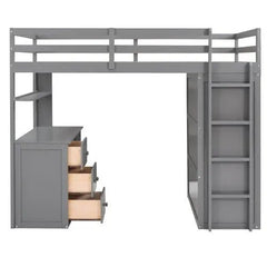 Bellemave® Twin Size Loft Bed with Drawers,Desk and Wardrobe - Bellemave