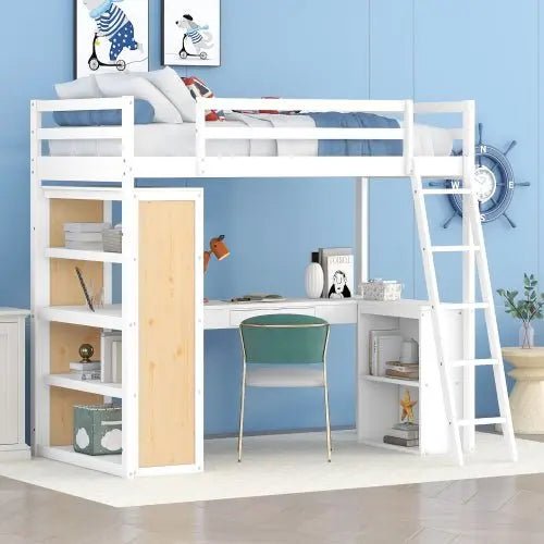 Bellemave® Twin Size Loft Bed with Ladder, Shelves and Desk - Bellemave