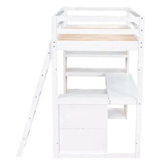 Bellemave® Twin Size Loft Bed with Ladder, Shelves and Desk - Bellemave