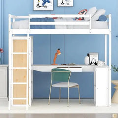 Bellemave Twin Size Loft Bed with Ladder, Shelves and Desk - Bellemave