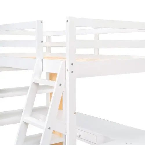 Bellemave Twin Size Loft Bed with Ladder, Shelves and Desk - Bellemave